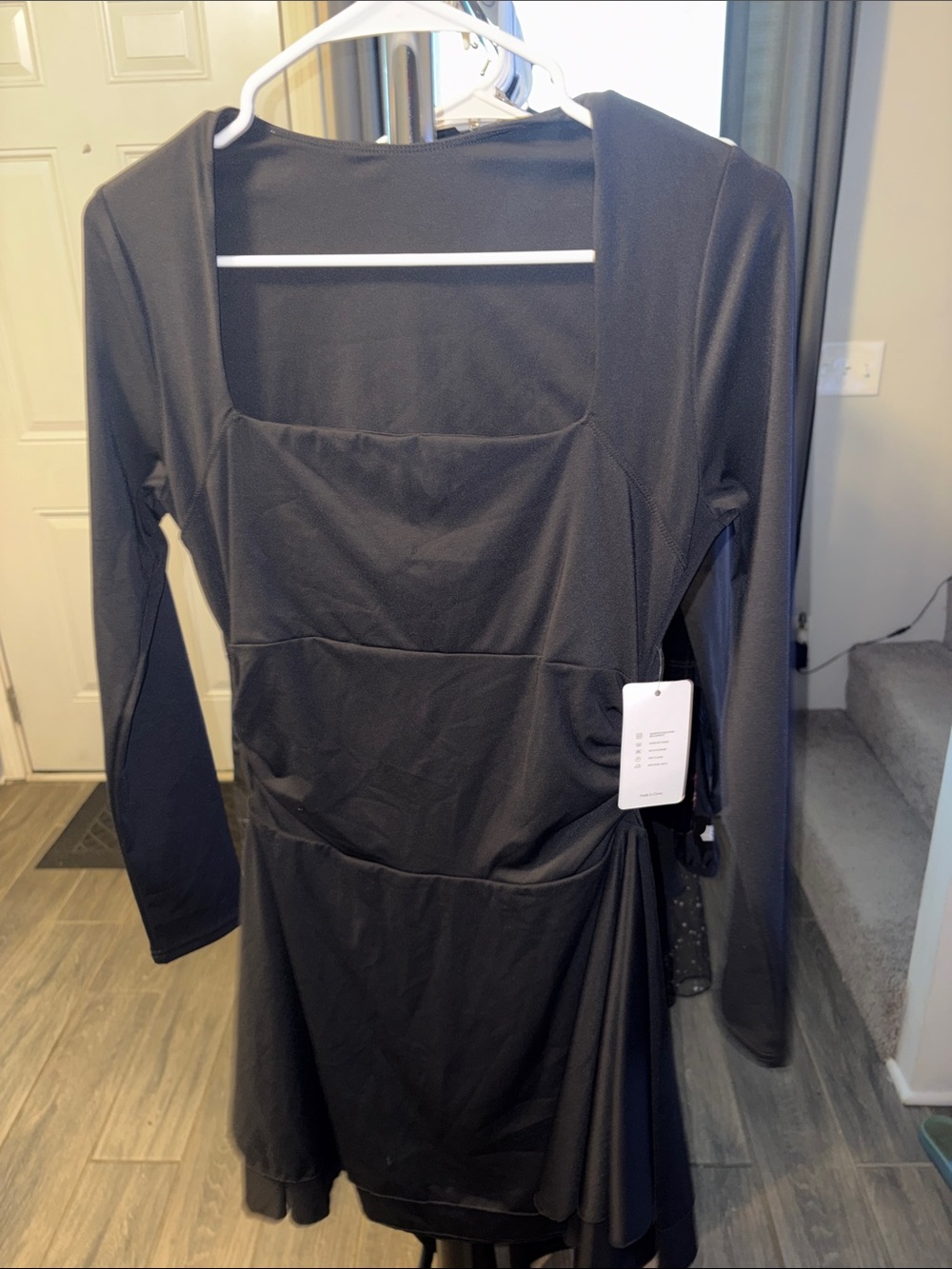 Kaximil Black Long-Sleeve Square-Neck Dress Medium